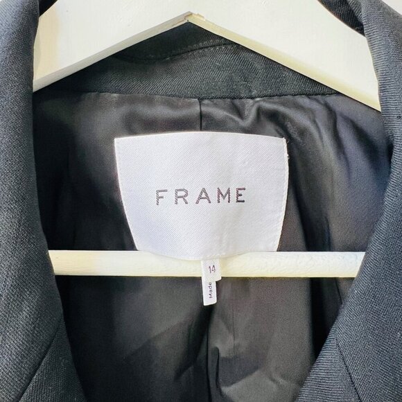 ❤️ Frame double breasted contrast trims blazer,black /white, Plus Size 14 - Picture 8 of 14